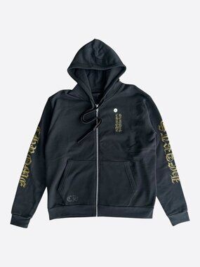 Chrome Hearts Black & Olive Script Zip Up Hoodie